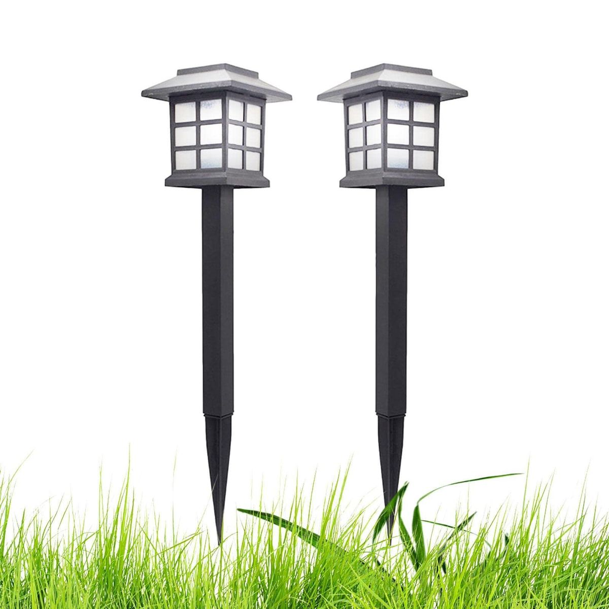 OEM - Pack 2 Faroles Solares LED para Exteriores Jardin Estaca
