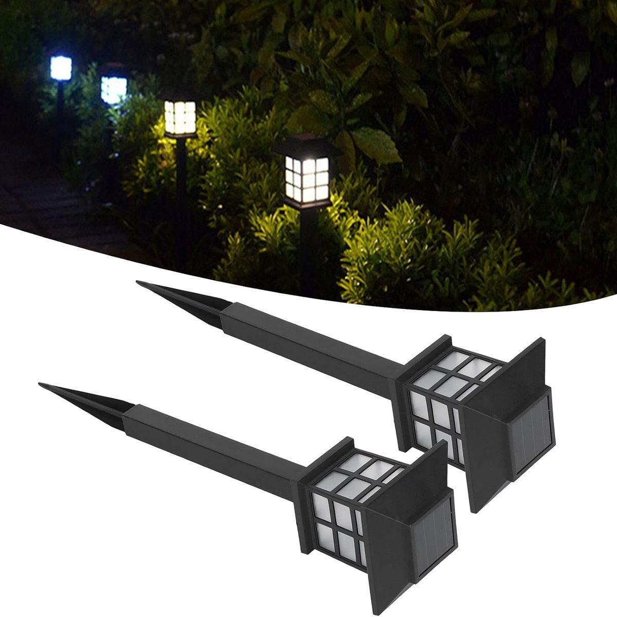 OEM - Pack 2 Faroles Solares LED para Exteriores Jardin Estaca