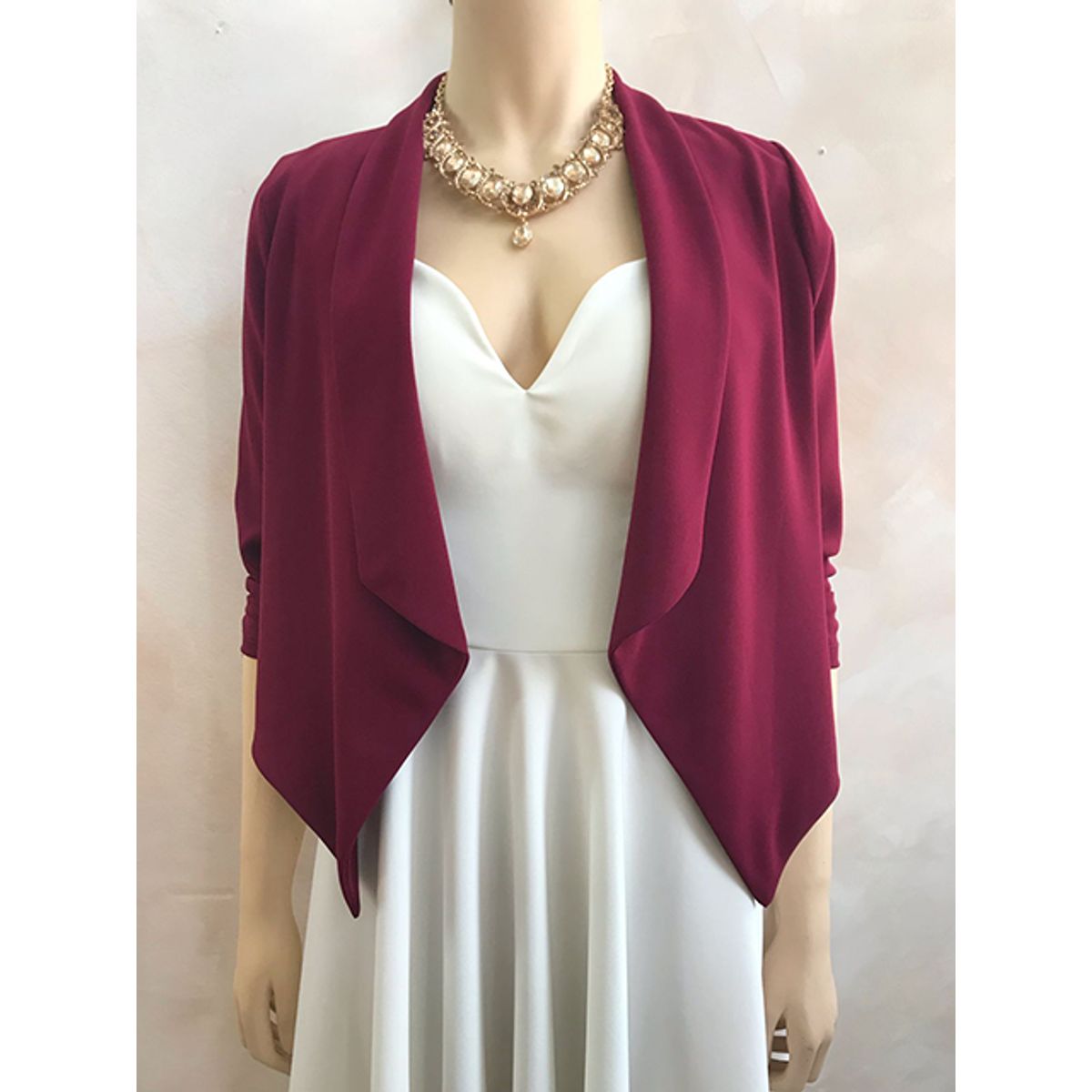 GENERICO - Blazer Manga 3/4 Paola Color Vino Estacion 108