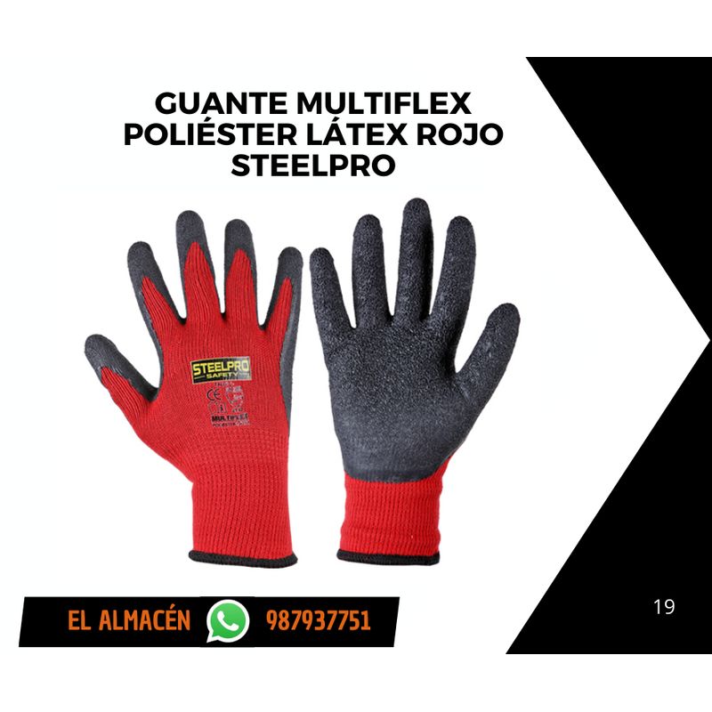 STEELPRO - GUANTE MULTIFLEX LÁTEX  ROJO - TALLA L - PACK X 12 PARES