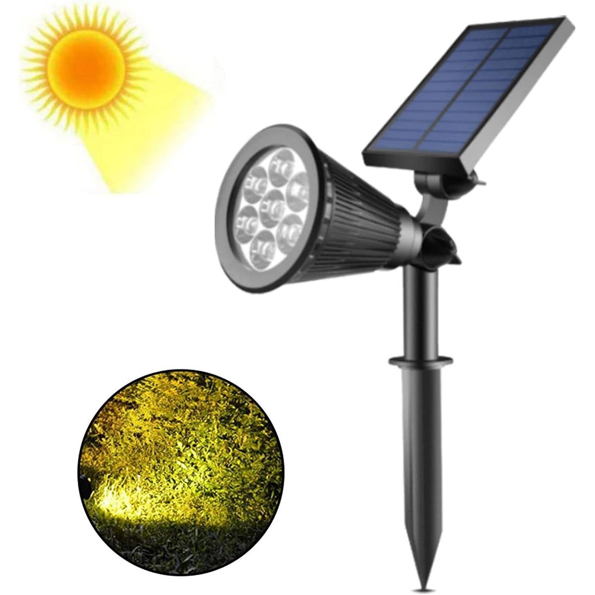 OEM - Estaca Solar LED Lampara Jardín Iluminación Decoración Exterior 7LEDS