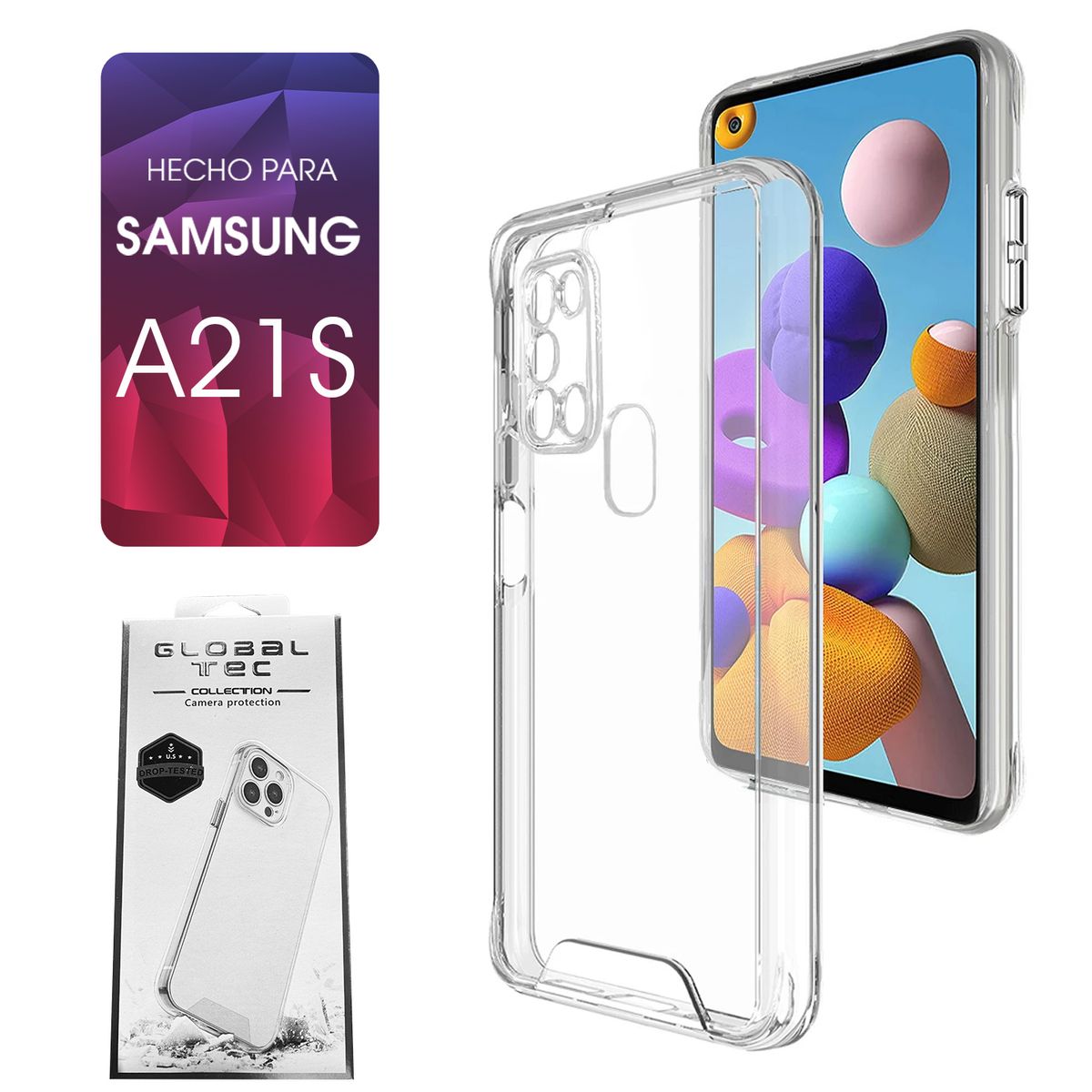 ASIA IMPORT - Space Case Transparente Samsung A21S Funda Para celular