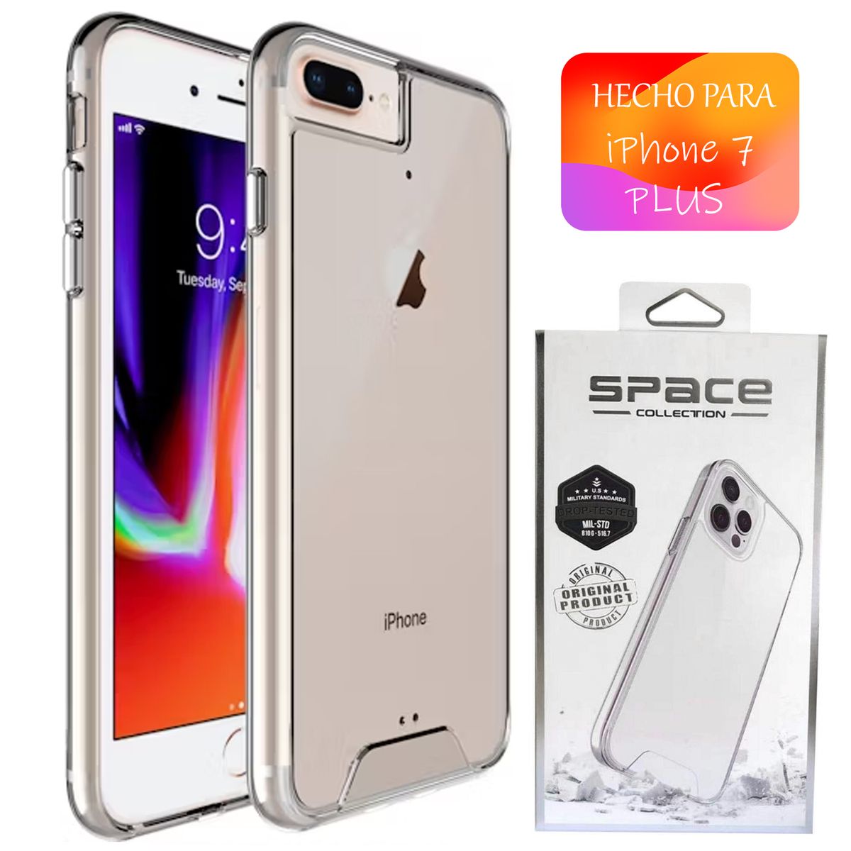 ASIA IMPORT - Space Case Transparente iPhone 7-8 Plus Funda Para celular