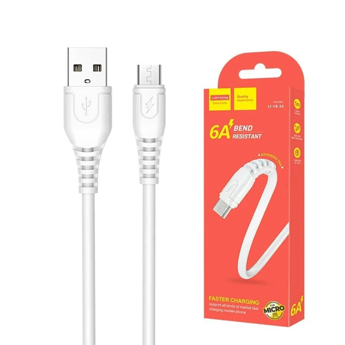 GENERICO - CABLE LIGHTNING CARGA RAPIDA 19V ANDROID  IPHONE  BLANCO ANTIDOBLEZ REED