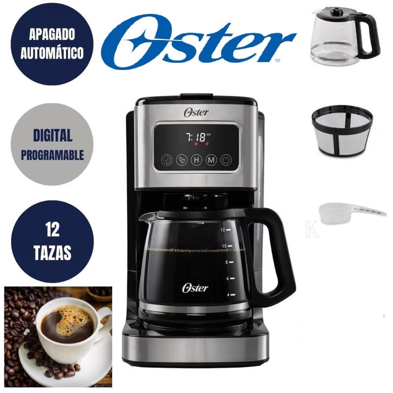 OSTER - Cafetera Programable de 12 Tazas con Pantalla Táctil Oster BVSTDC4403
