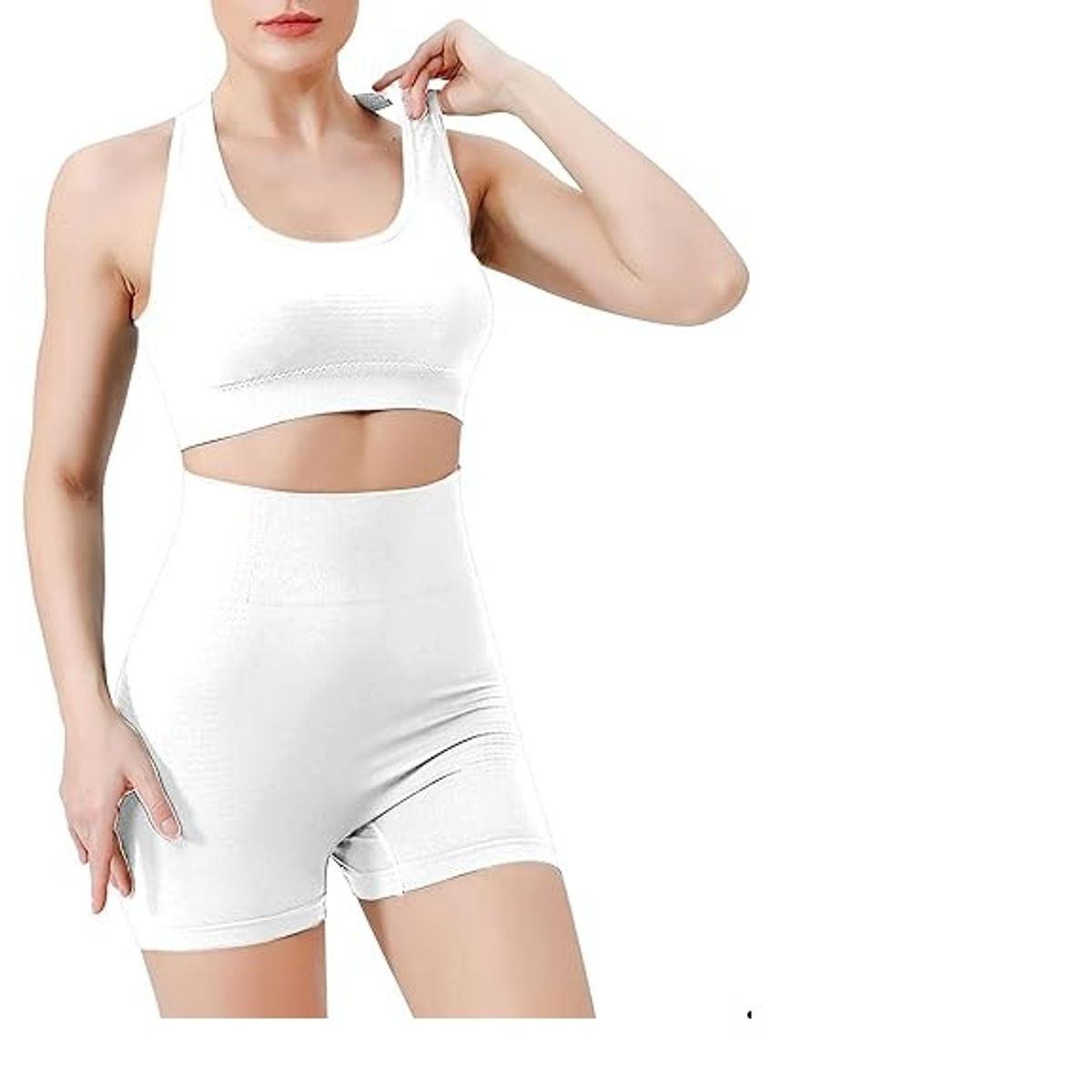 GENERICO - conjunto deportivo top y short con Scrunch Blanco