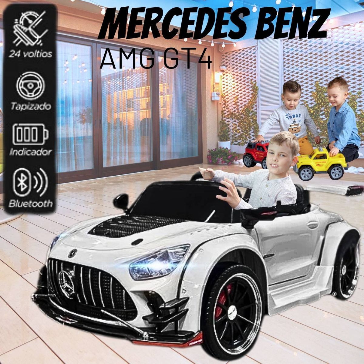 MERCEDES BENZ - Carro a Batería para Niño MERCEDES BENZ AMG GT Blanco
