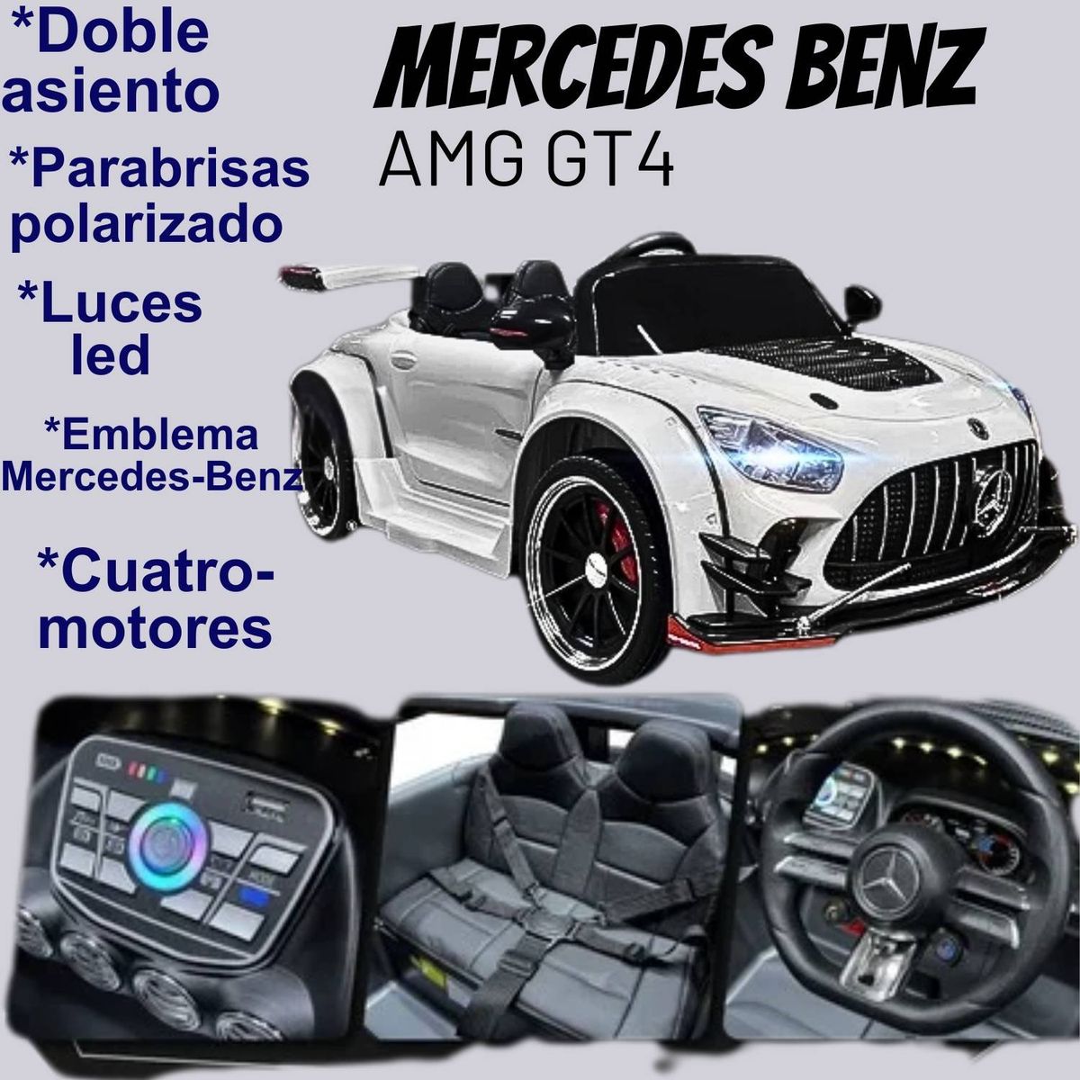 MERCEDES BENZ - Carro a Batería para Niño MERCEDES BENZ AMG GT Blanco