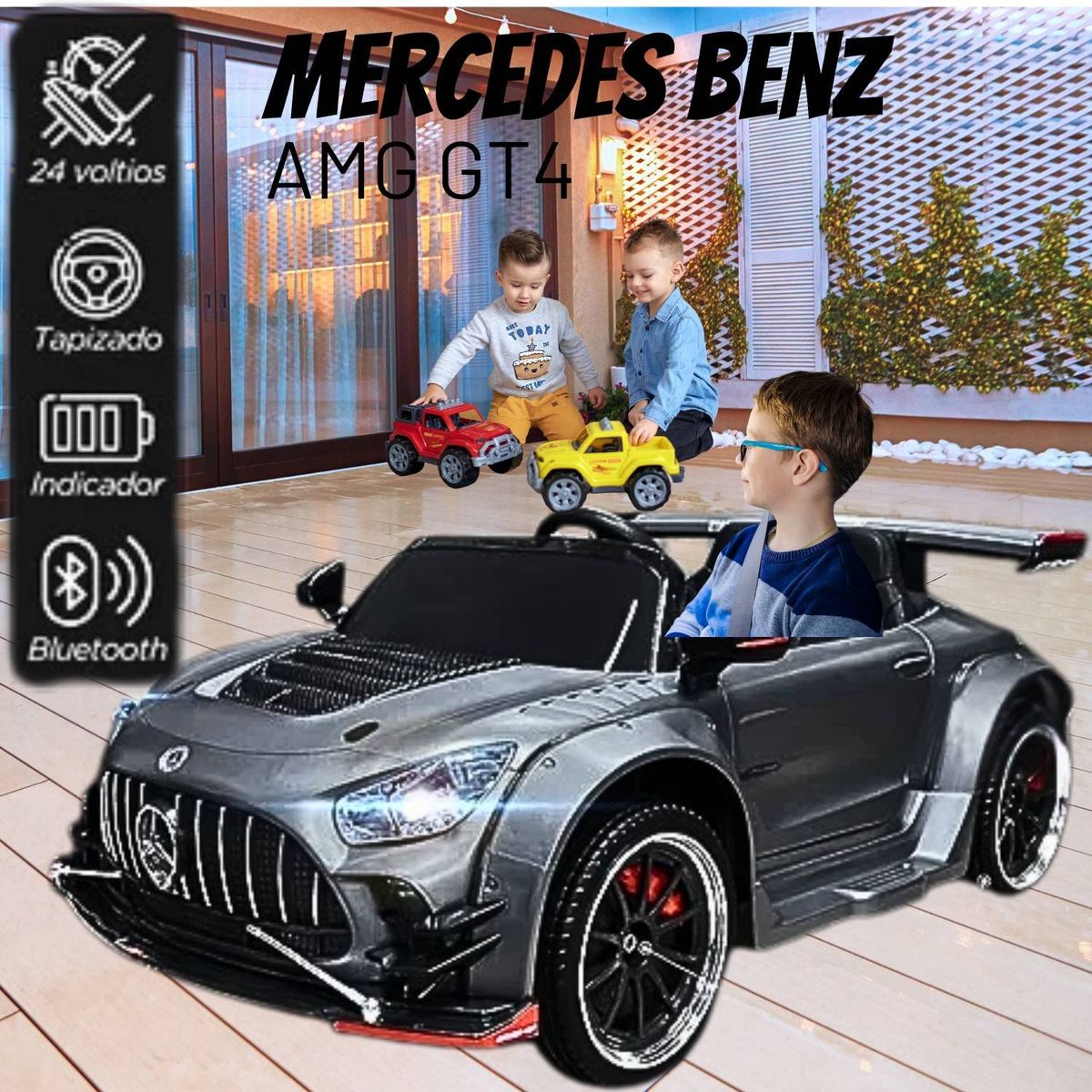 MERCEDES BENZ - Carro a Batería para Niño MERCEDES BENZ AMG GT Gris