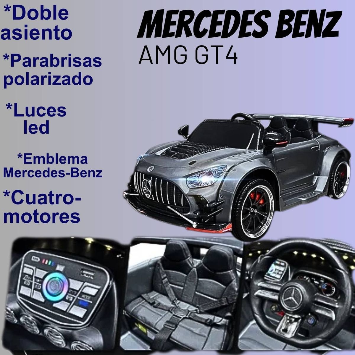 MERCEDES BENZ - Carro a Batería para Niño MERCEDES BENZ AMG GT Gris