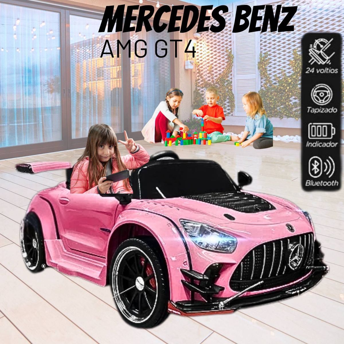 MERCEDES BENZ - Carro a Batería para Niña MERCEDES BENZ AMG GT Rosado