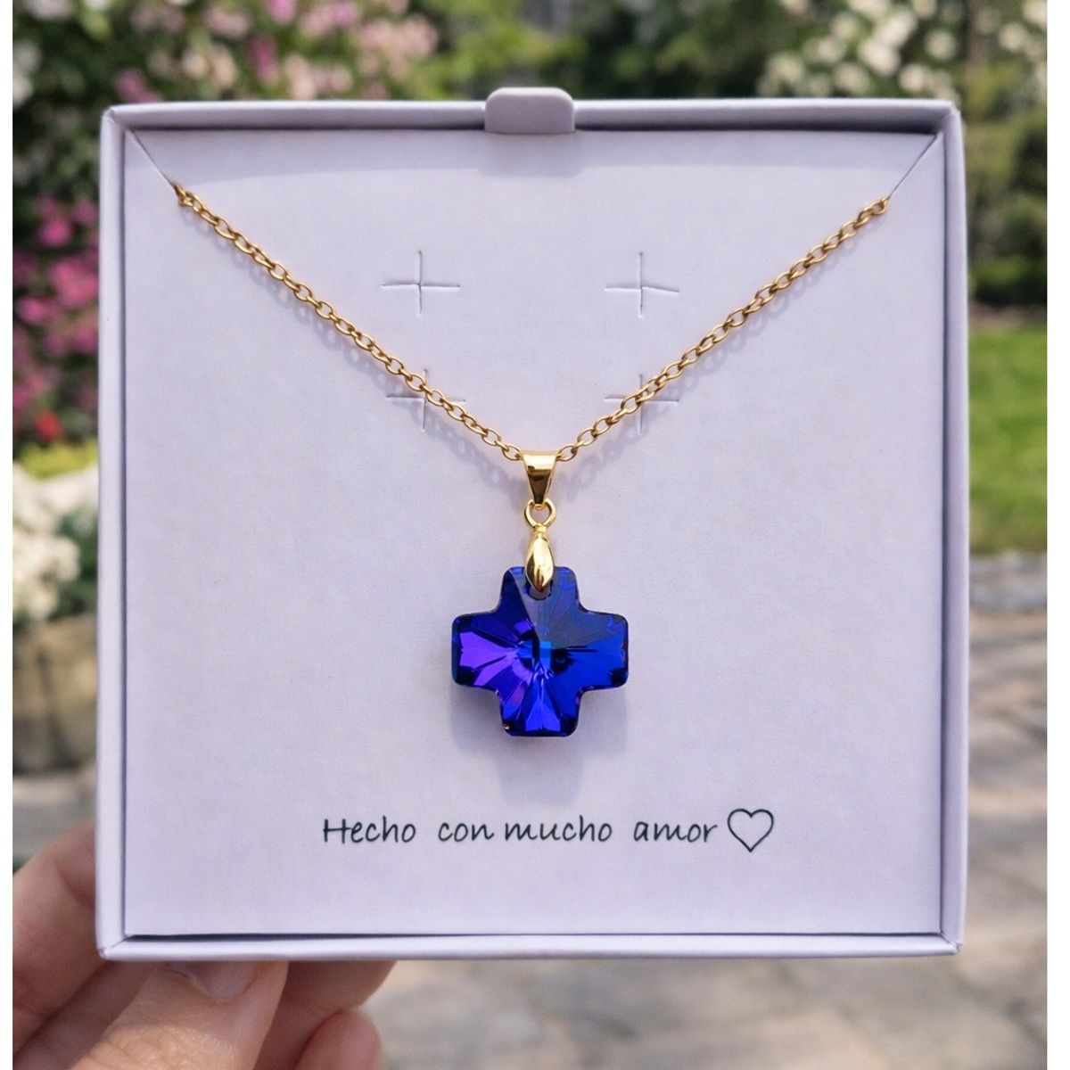 FERNANDA ROMERO JOYAS Y ACCESORIOS - Hermoso Collar FE y SABIDURIA - Cruz de Cristal Austriaco y Cadena de Acero