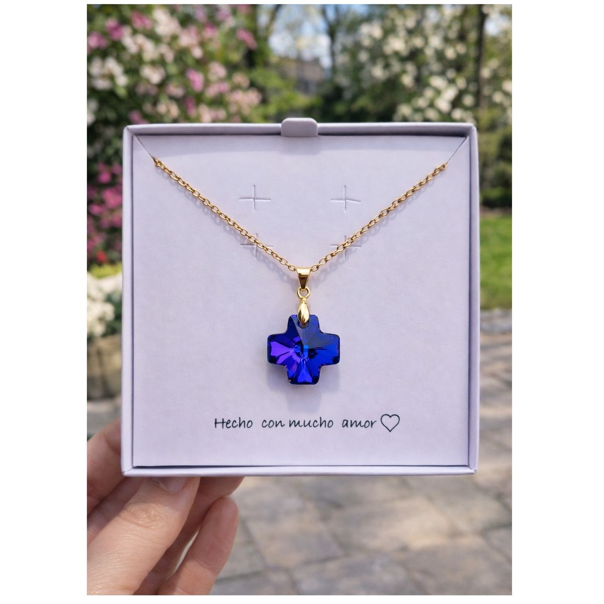 FERNANDA ROMERO JOYAS Y ACCESORIOS - Hermoso Collar FE y SABIDURIA - Cruz de Cristal Austriaco y Cadena de Acero