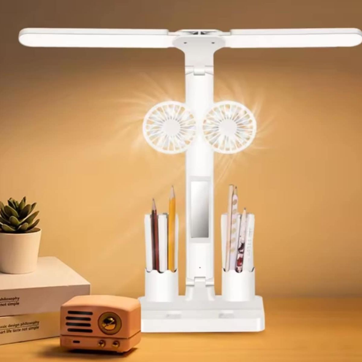 GENERICO - Lampara de Escritorio Oficina Habitación de Niños Adultos y Ventilador