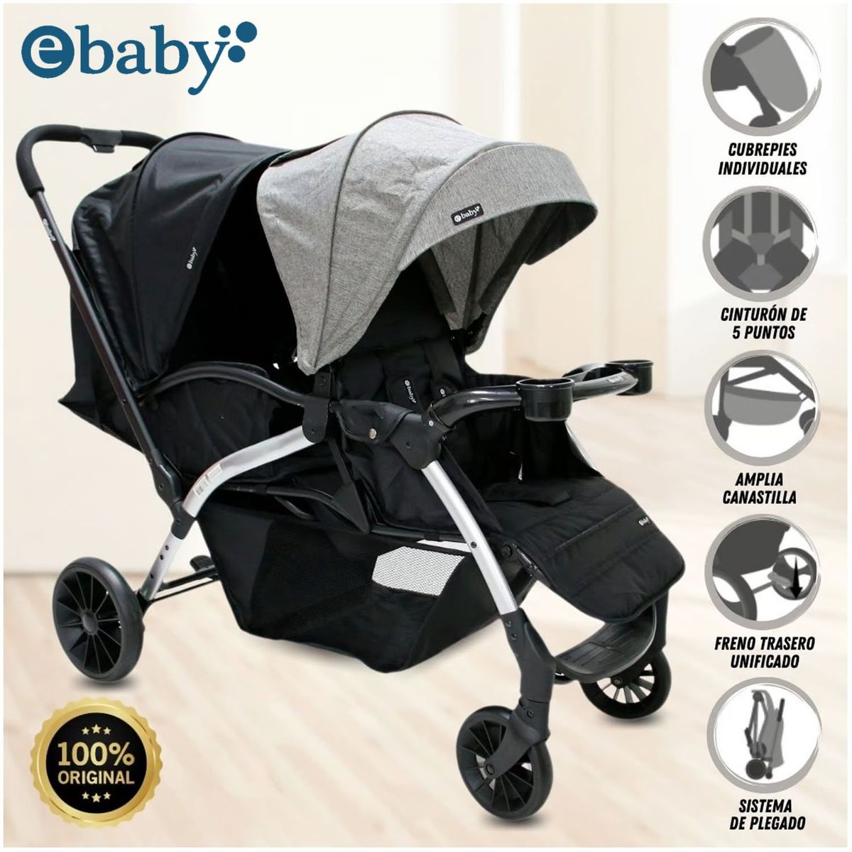 EBABY - Coche Mellicero «FRANCIA» Ebaby Grey