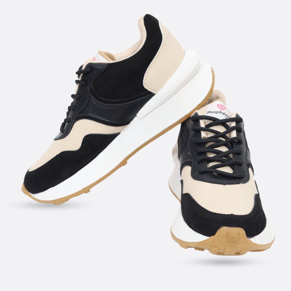 MAGDALENA SHOES - Zapatillas Mujer Aria 870 beige con negro