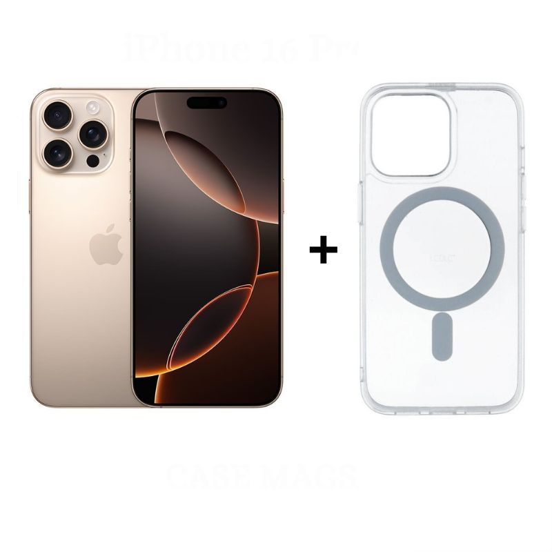 APPLE - Apple iPhone 16 Pro Max Intelligence 256GB - (eSIM) - Desert Titanium + Case