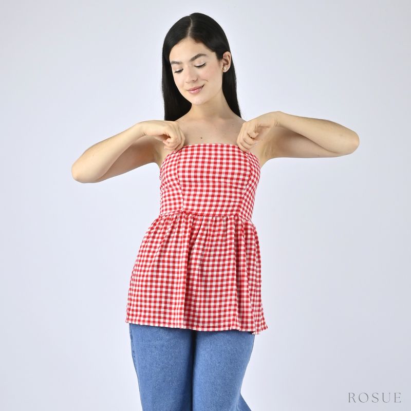 ROSUE - Blusa Mujer Cuadros Picnic