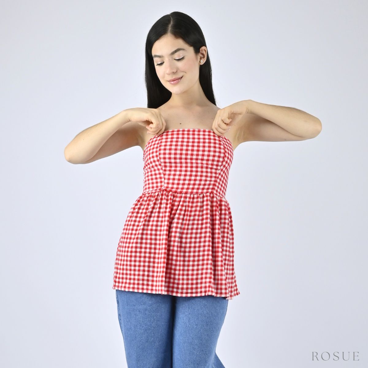 ROSUE - Blusa Mujer Cuadros Picnic