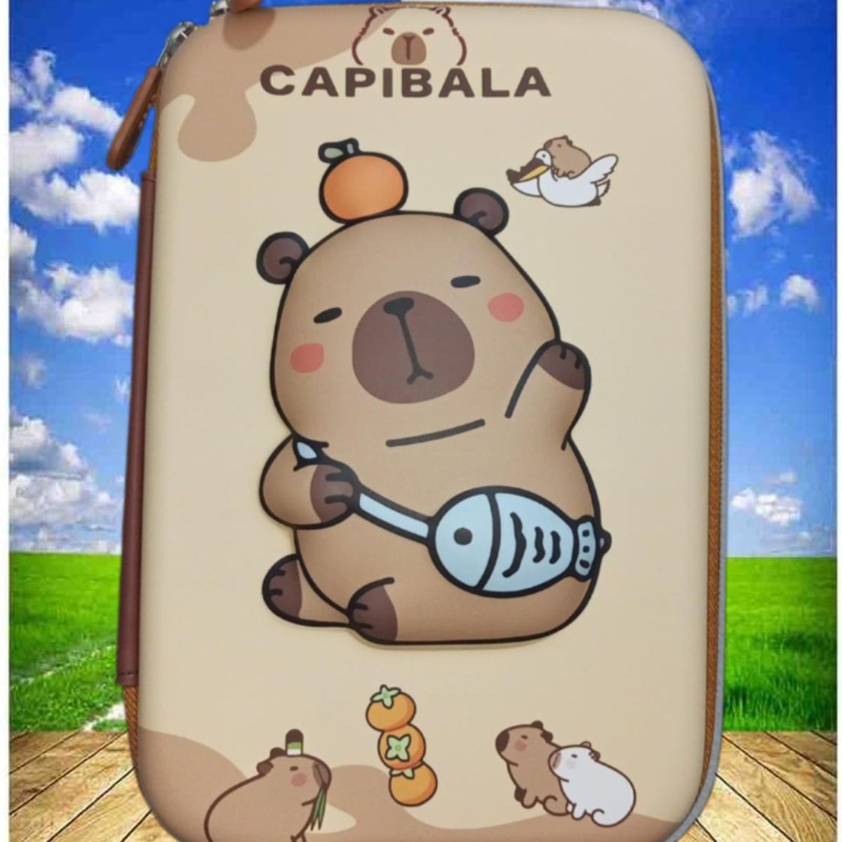 GENERICO - CARTUCHERA GRANDE 3D CAPIBARA ESCOLAR PARA NIÑOS KAWAII