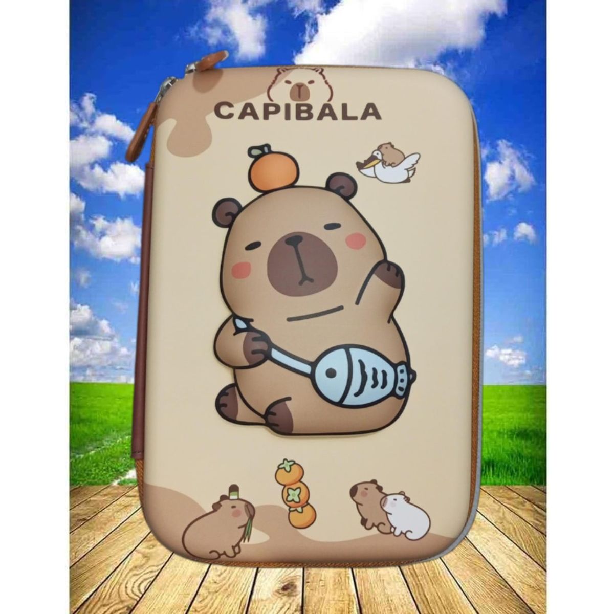 GENERICO - CARTUCHERA GRANDE 3D CAPIBARA ESCOLAR PARA NIÑOS KAWAII