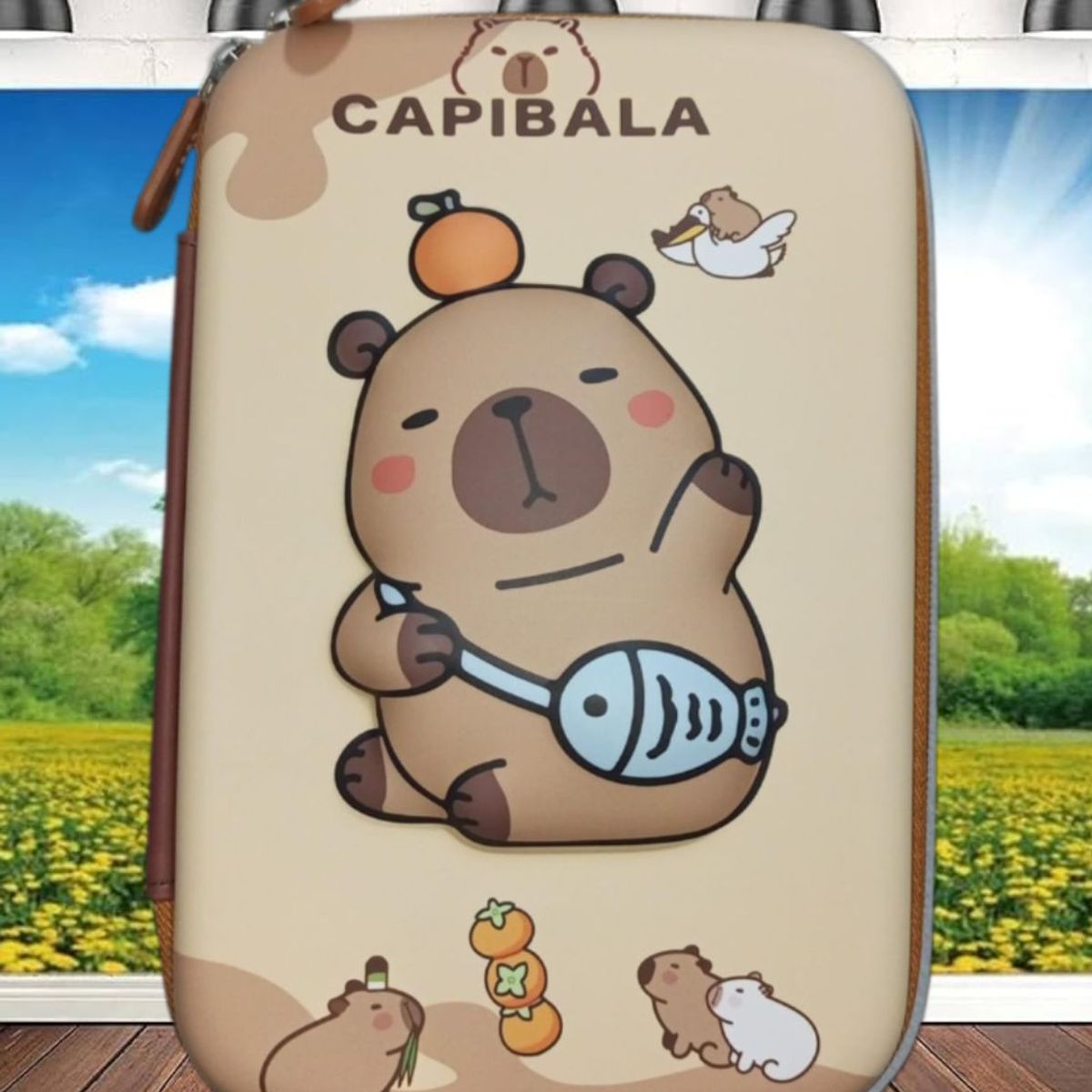 GENERICO - CARTUCHERA GRANDE 3D CAPIBARA ESCOLAR PARA NIÑOS KAWAII