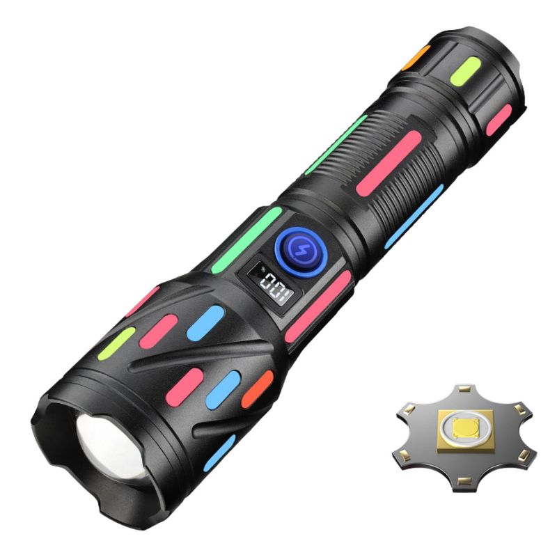 LIDIMI - Linterna Táctica Recargable 2000M LED Zoom y Luz Láser Blanca