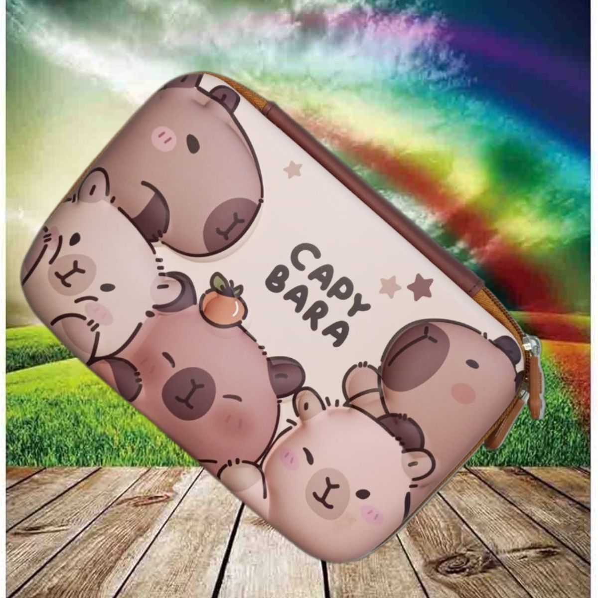 GENERICO - CARTUCHERA GRANDE 3D CAPIBARA ESCOLAR PARA NIÑOS KAWAII