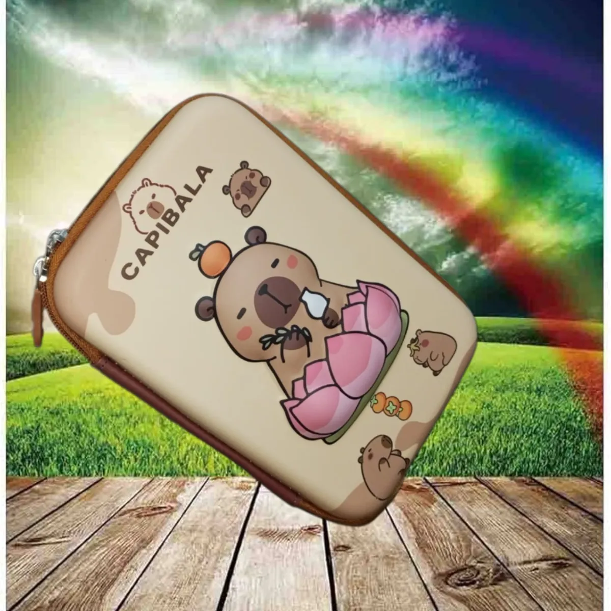 GENERICO - CARTUCHERA GRANDE 3D CAPIBARA ESCOLAR PARA NIÑOS KAWAII