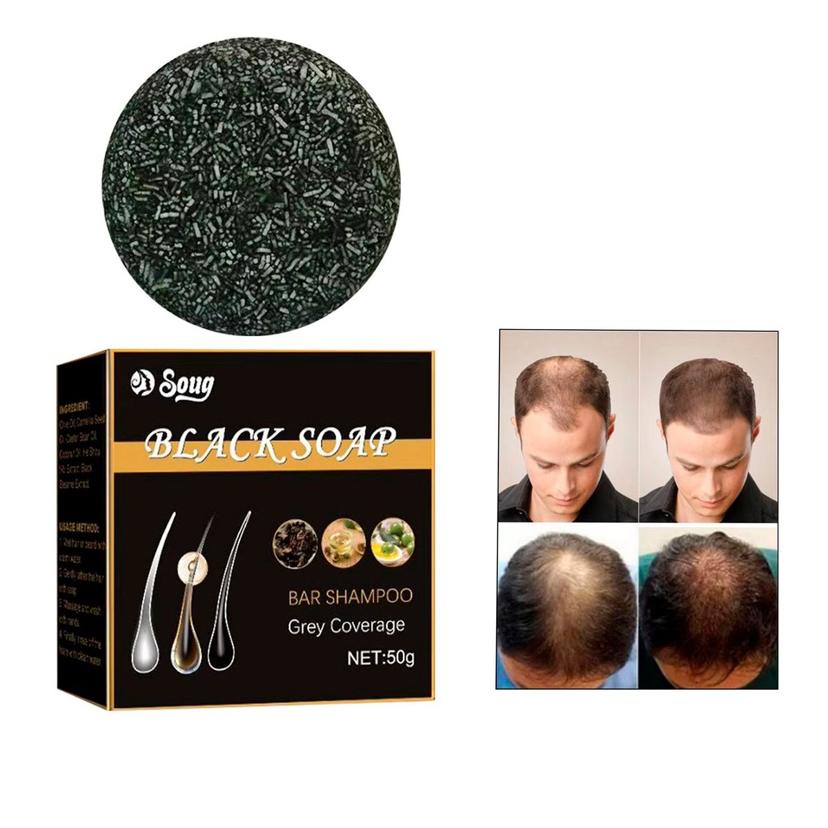 GENERICO - Jabón de carbon  natural para la caida de cabello