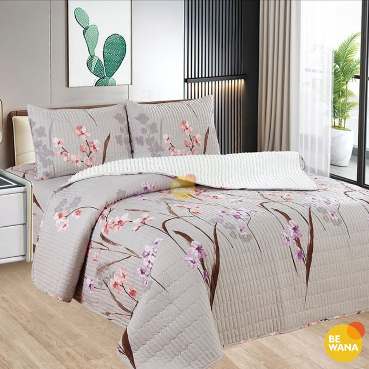 CASATEX - CUBRECAMA Tela Hipoalergénico con Carnero KING + Set de Sábanas