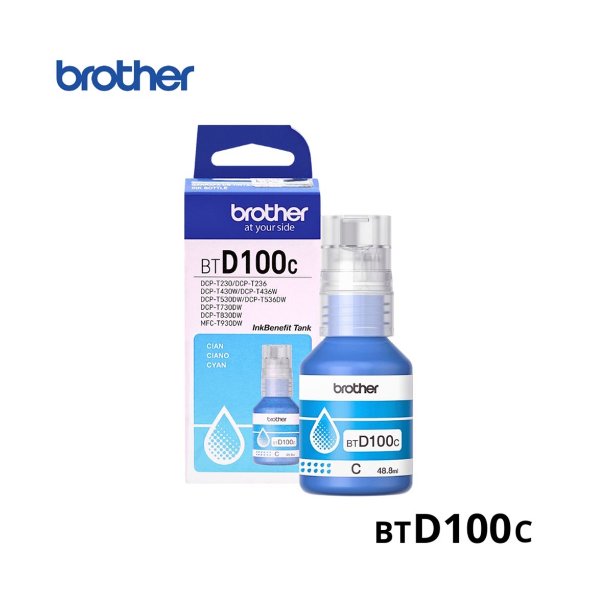 BROTHER - TINTA BROTHER CYAN- T230T430WT530DWT730DWT930DWB PN BTD100C