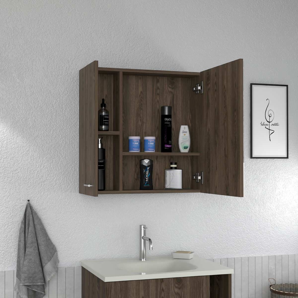 GENERICO - GABINETE CON ESPEJO CARACAS COÑAC - ENVÍO ARMADO Y MELAMINA 18mm