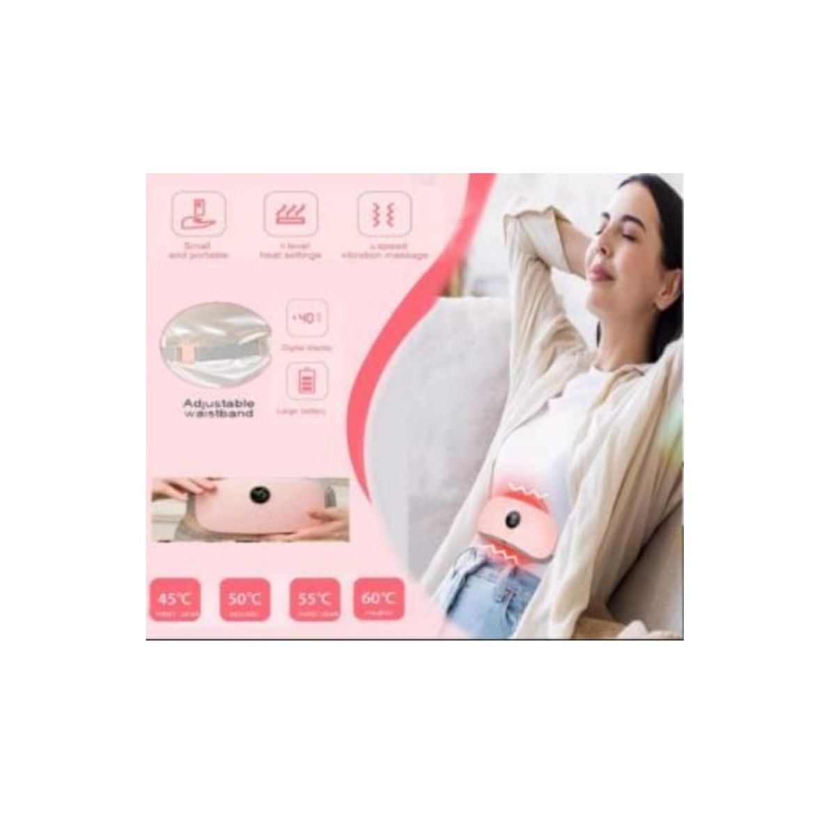 GENERICO - Cinturon Termico Smart Portatil Recargable Con Masajes a Vibracion