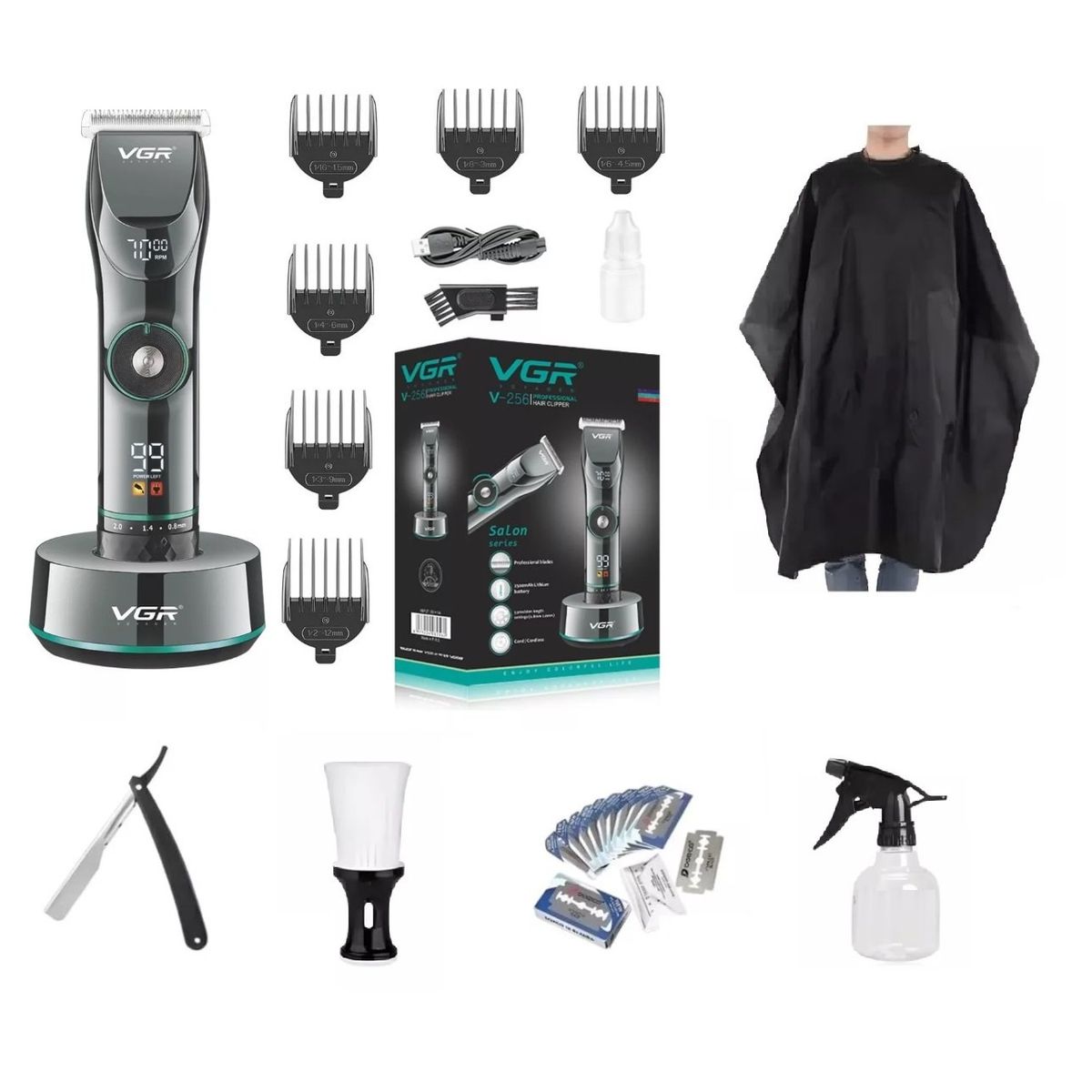 PREMIUM - Cortadora De Pelo Profesional Clipper Barba Vgr V-256 Peluqueria