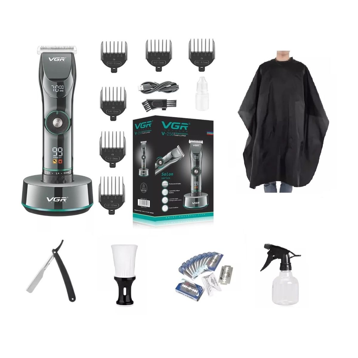PREMIUM - Cortadora De Pelo Profesional Clipper Barba Vgr V-256 Peluqueria