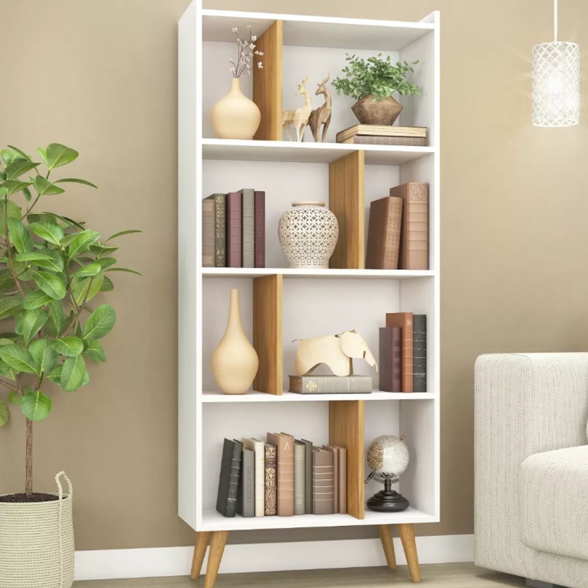 NACION MUEBLES - LIBRERO NACION MUEBLES COMPE COLOR BLANCO