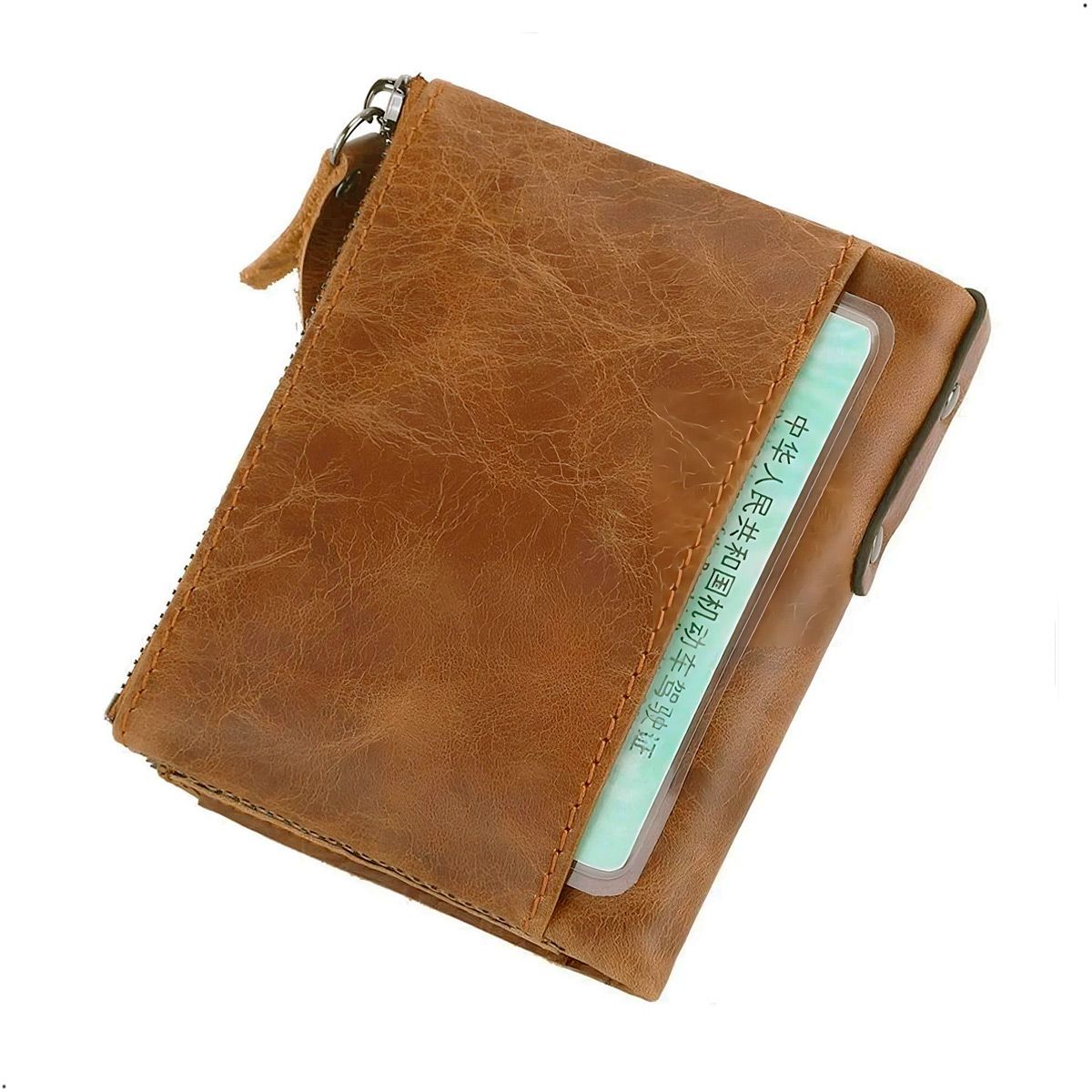 GENERICO - Cartera Billetera De Cuero Genuino Monedero Y Cremallera