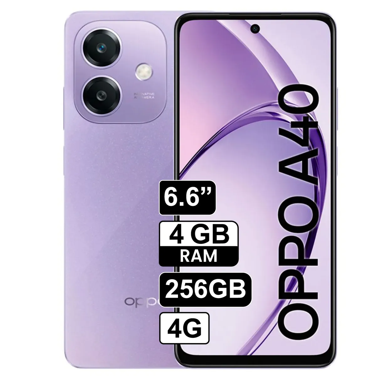 OPPO - Celular OPPO A40 4G 256GB 4GB RAM 66 cámara principal 50MP + 5MP Lila