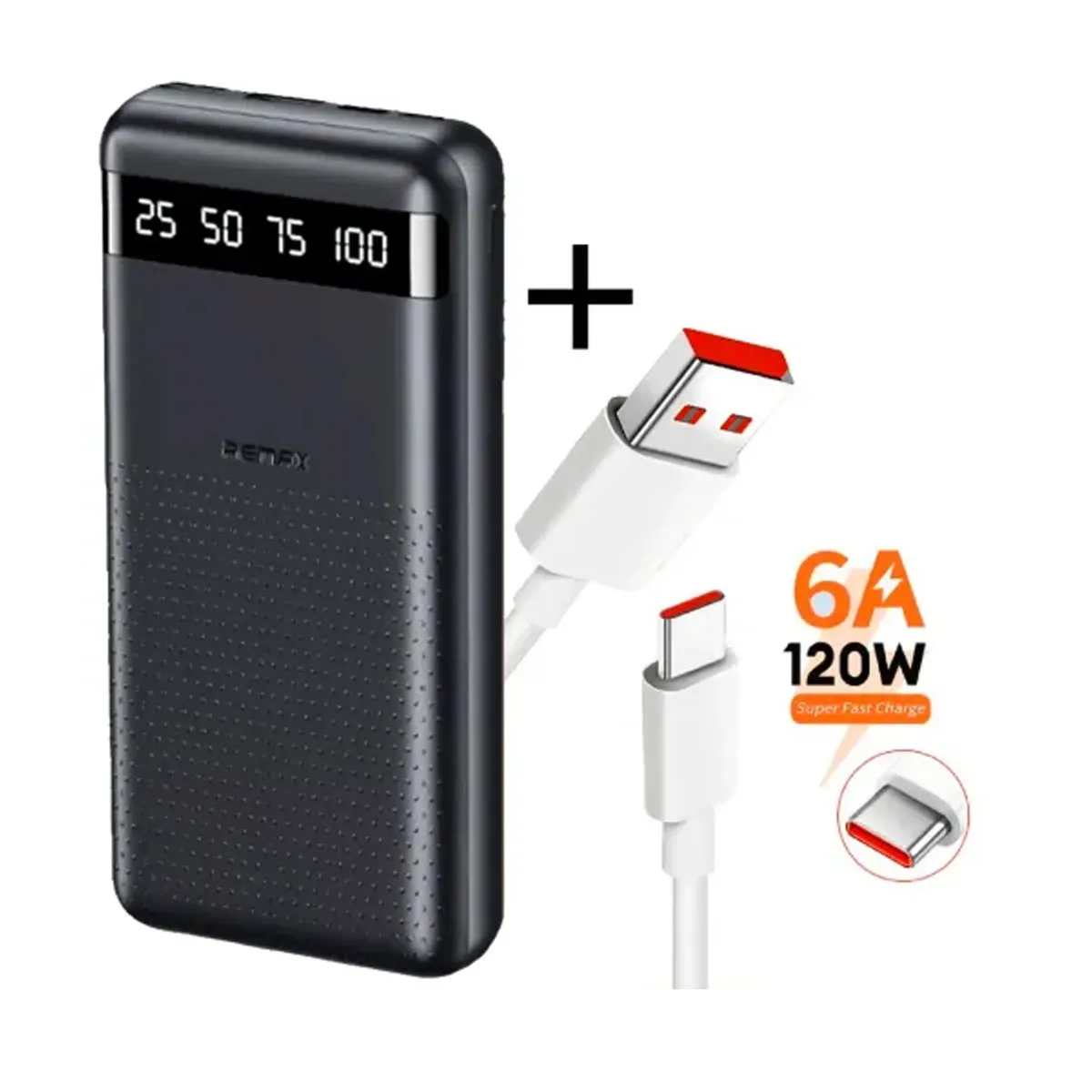 REMAX - Combo Cargador Portátil Remax RPP-10 + cable USB Xiaomi 6A Carga Turbo