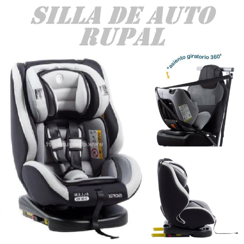 EBABY - Silla de Auto Giratorio sistema ISOFIX Rupal-Gris Claro