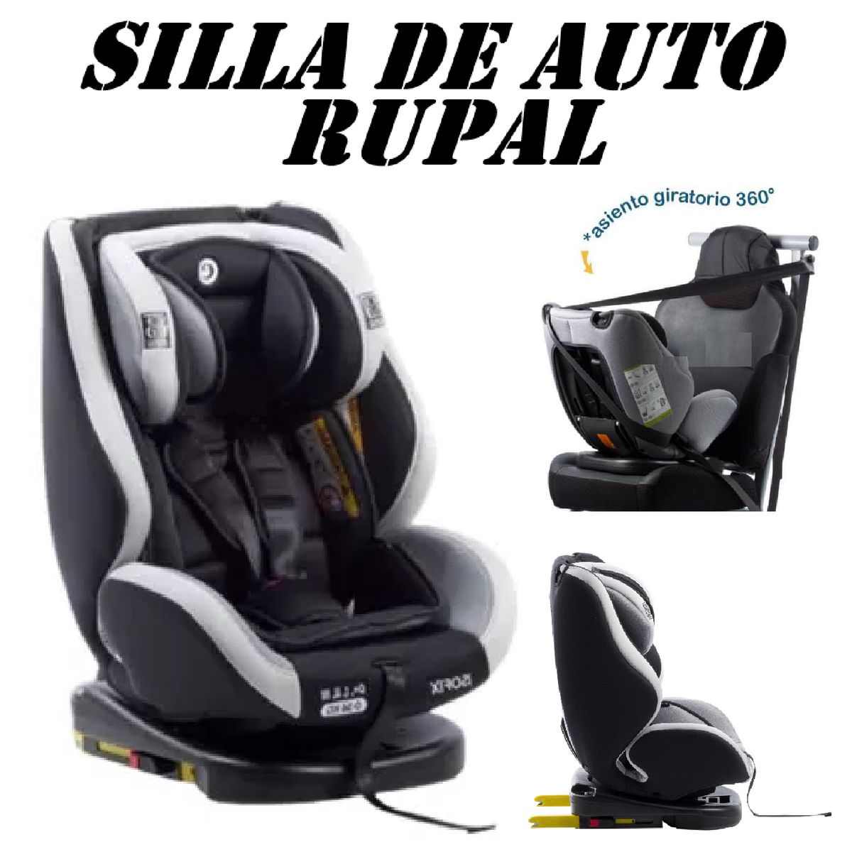 EBABY - Silla de Auto Giratorio sistema ISOFIX Rupal -Negro