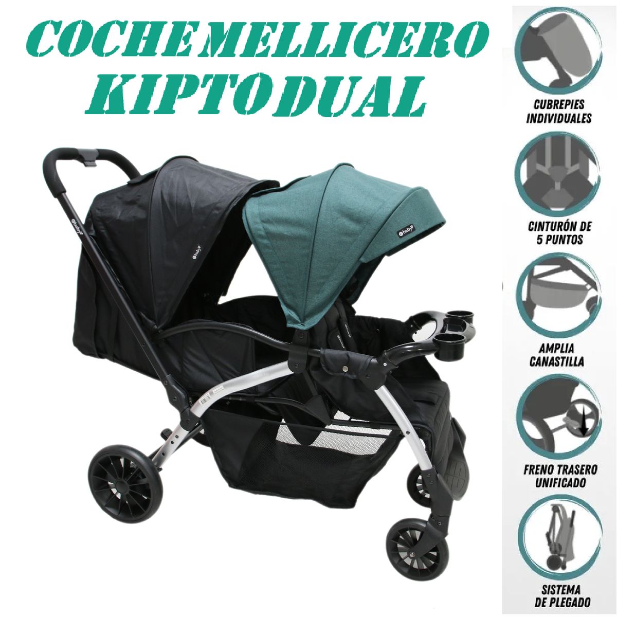 EBABY - Nuevo Coche Mellicero Ebaby Kipto Dual -Verde