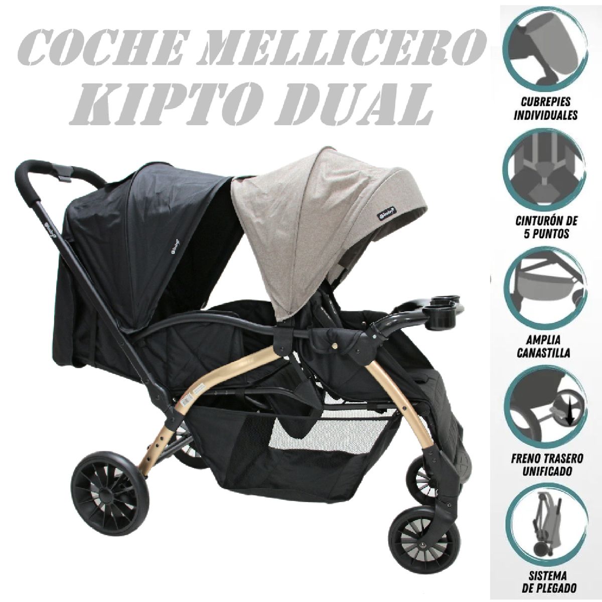 EBABY - Nuevo Coche Mellicero Ebaby Kipto Dual -Gris