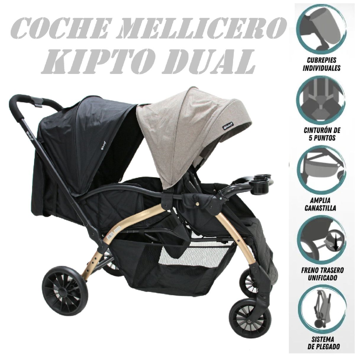 EBABY - Nuevo Coche Mellicero Ebaby Kipto Dual -Gris
