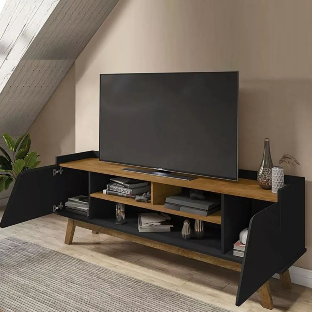 NACION MUEBLES - MUEBLE PARA TV NACION MUEBLES PRINC COLOR NEGRO