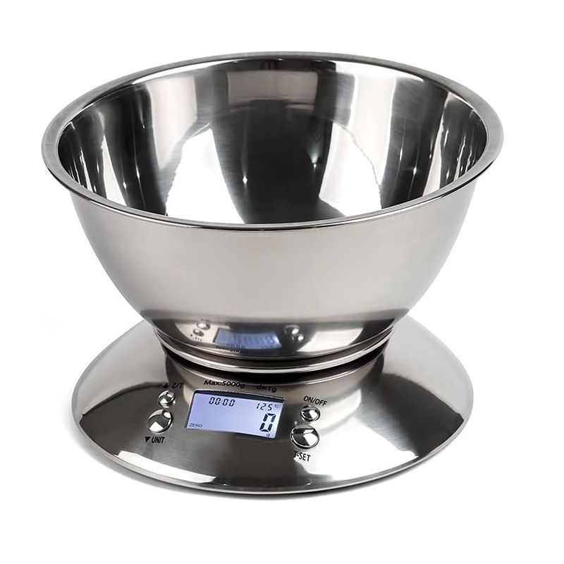 OEM - Balanza Digital Gramera 5kg Acero Inoxidable Termómetro Temporizador