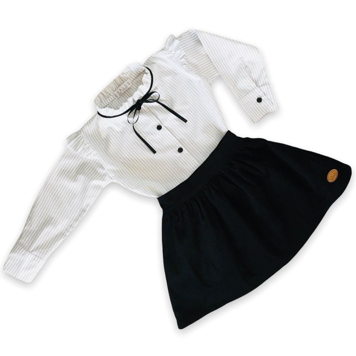VALU MODA INFANTIL - Conjunto Eclipse Falda Negra y Blusa Blanca