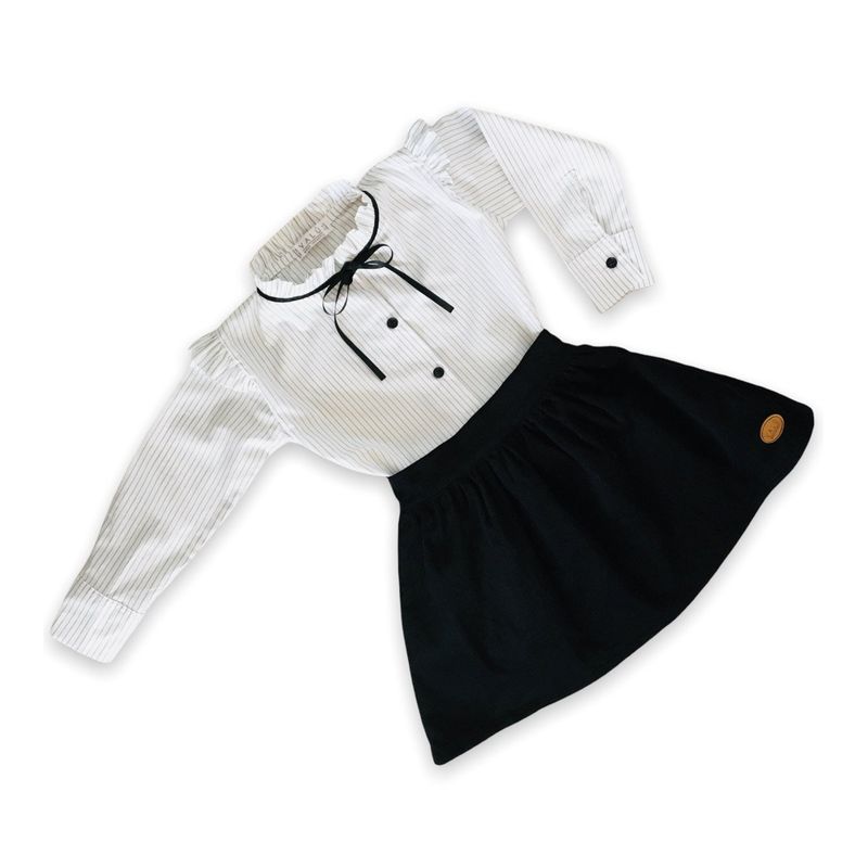 VALU MODA INFANTIL - Conjunto Eclipse Falda Negra y Blusa Blanca