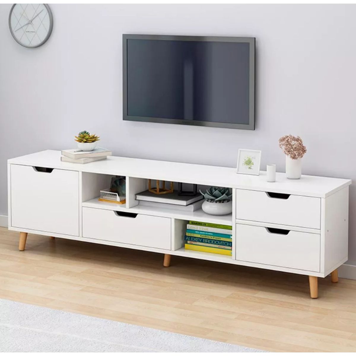 NACION MUEBLES - MUEBLES PARA TV NACION MUEBLES MAY COLOR BLANCO